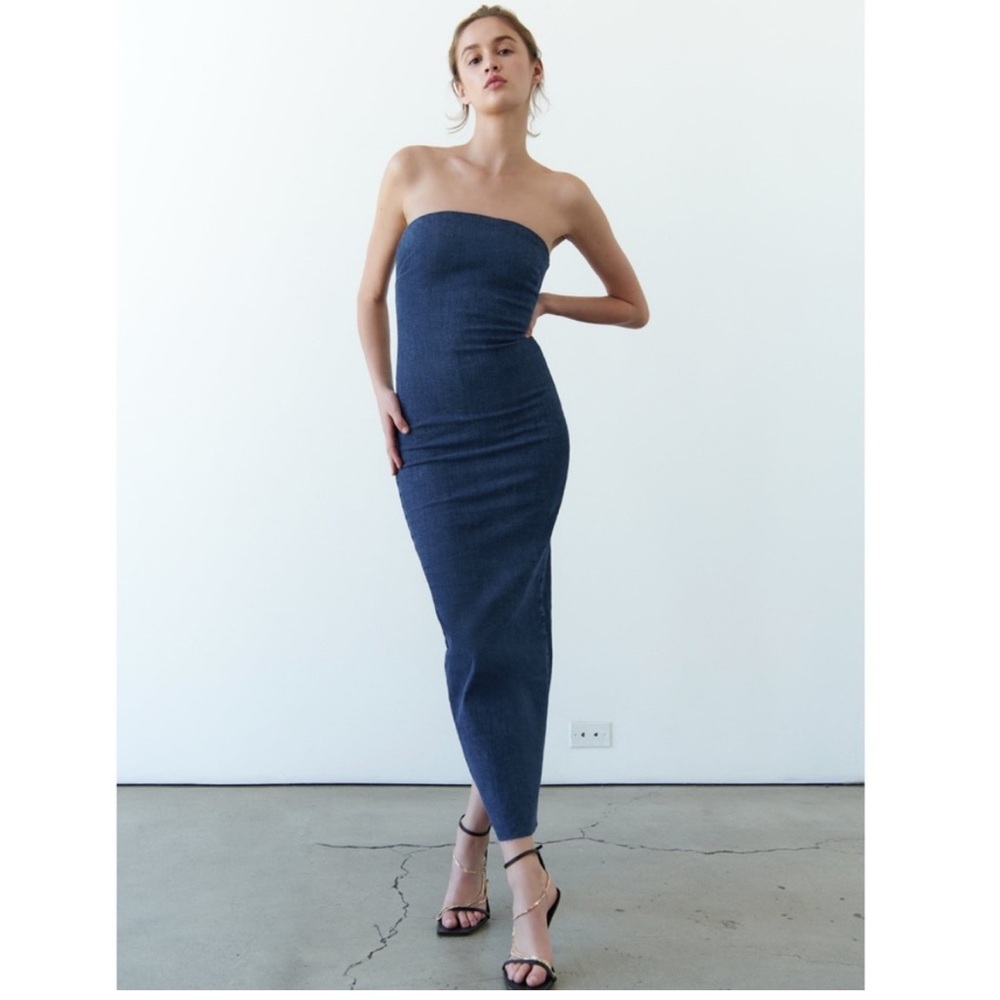 NWT Classic Blue Denim Midi Dress